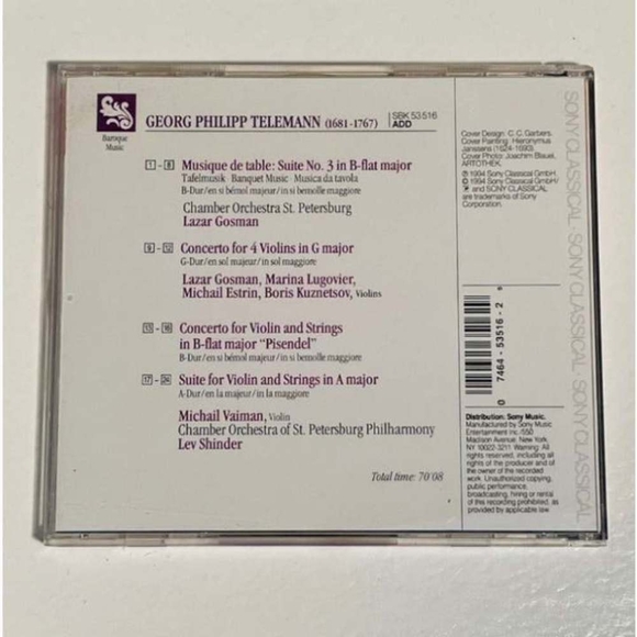CD Telemann, Petersburg Chamber Orchestra, Gosman -Banquet Music, Violin Concert - Picture 2 of 2